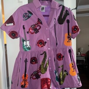 QUEEN OF SPARKLES purple “Concert Queen” romper